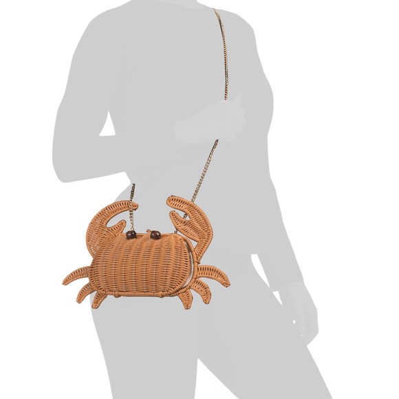 🦀 NWT Tommy Bahama Crab Shaped Woven Bag with Gold Chain - Picture 9 of 9